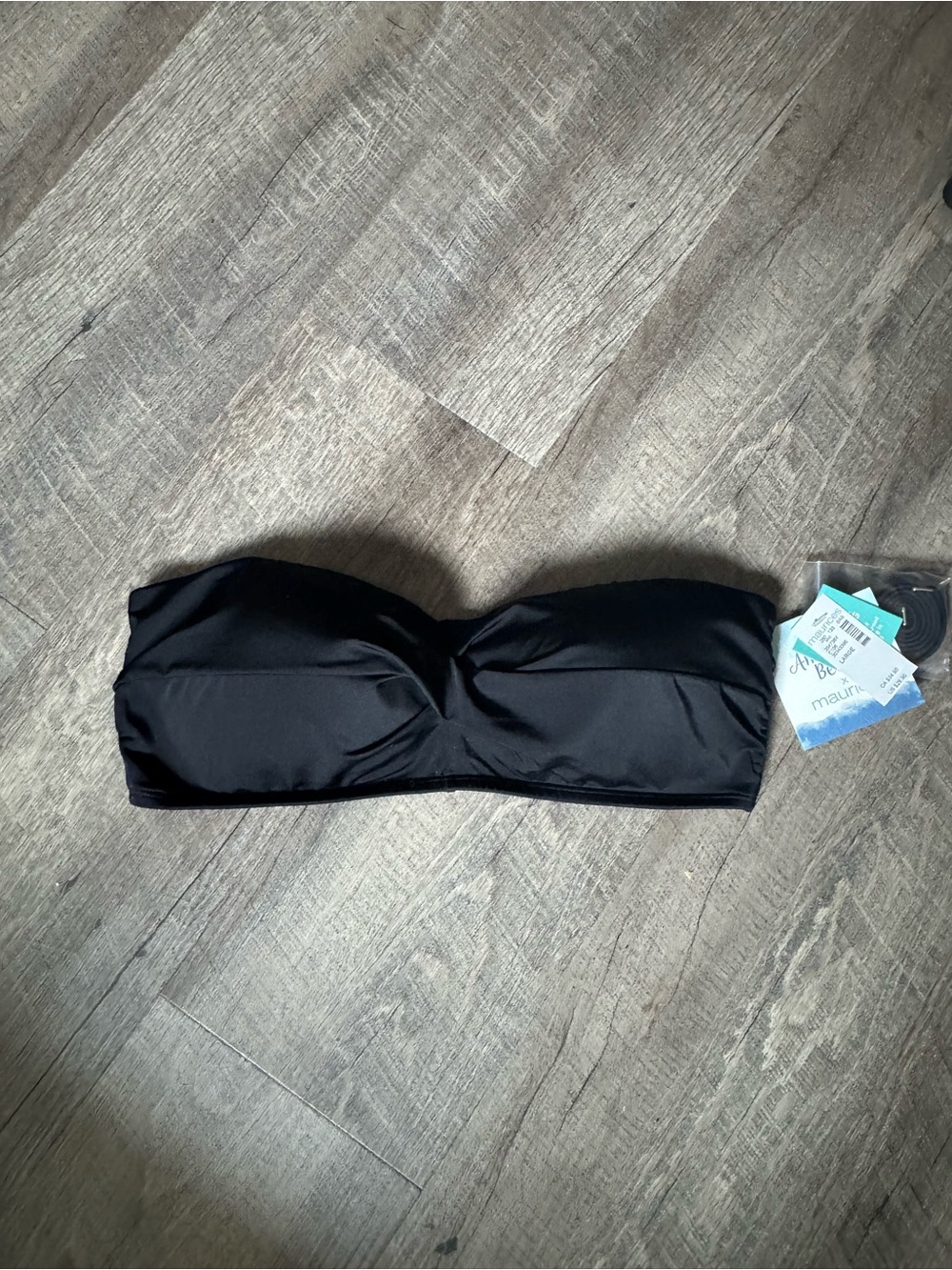 Maurices Black Strapless Bandeau Swim Top with Removable Straps